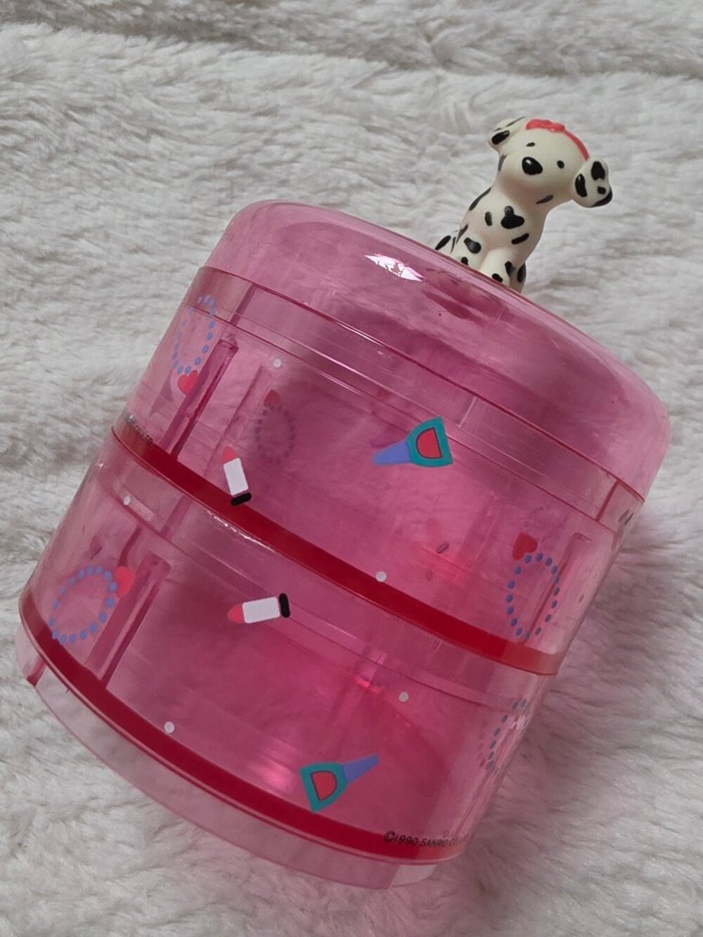 Vintage 1990 Sanrio Spottie Dottie Pink 2-Tier Jewelry Trinket Box Case Plastic